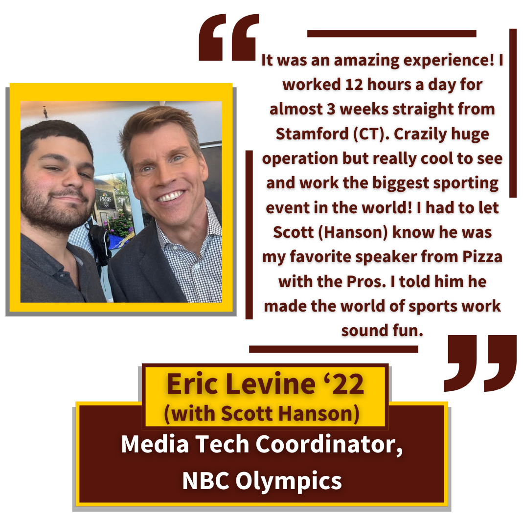 Eric Levine '22 - Media Tech Coordinator at NBC Olympics