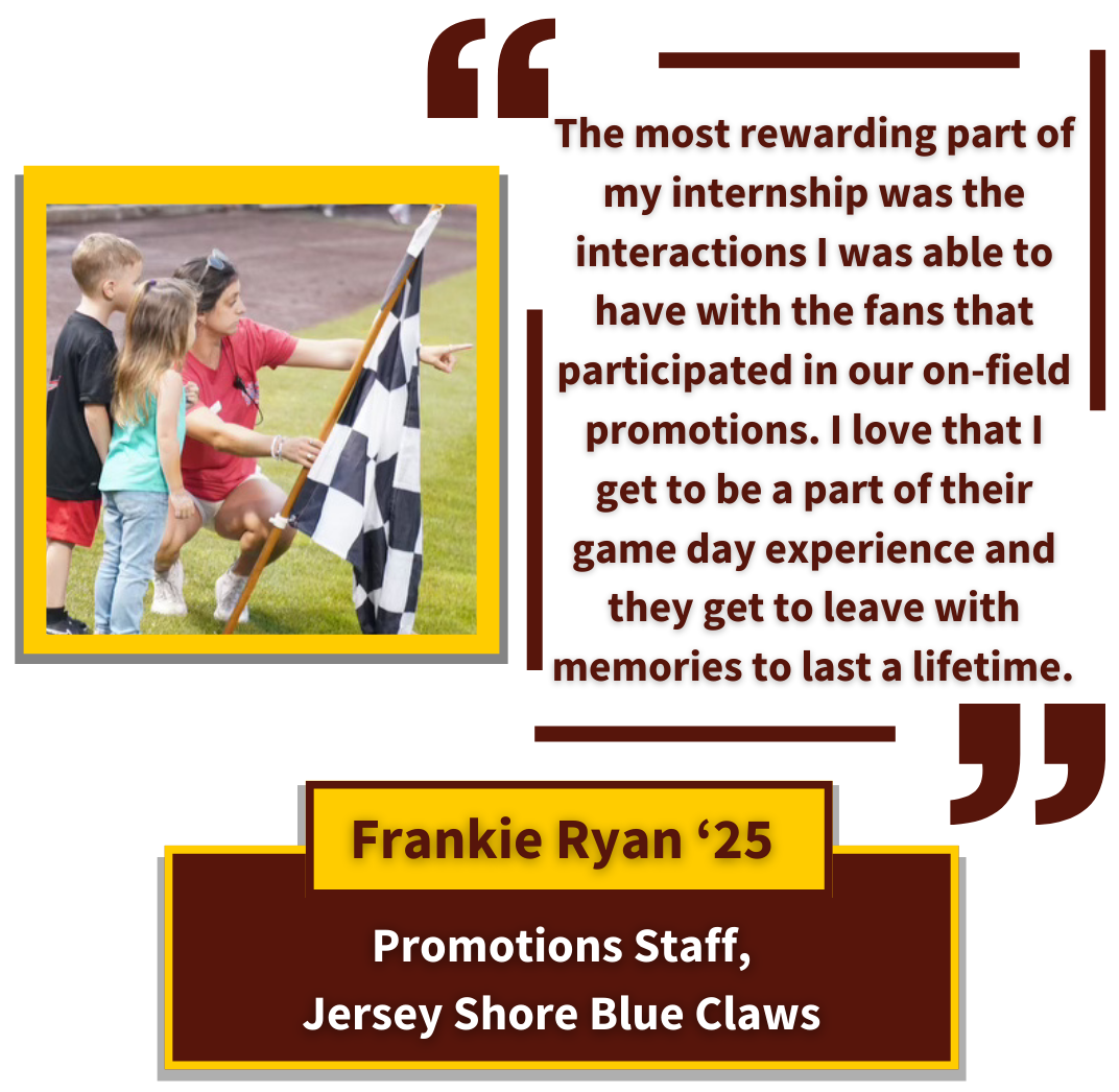 Frankie Ryan '25 - Promotions Staff, Jersey Shore Blue Claws