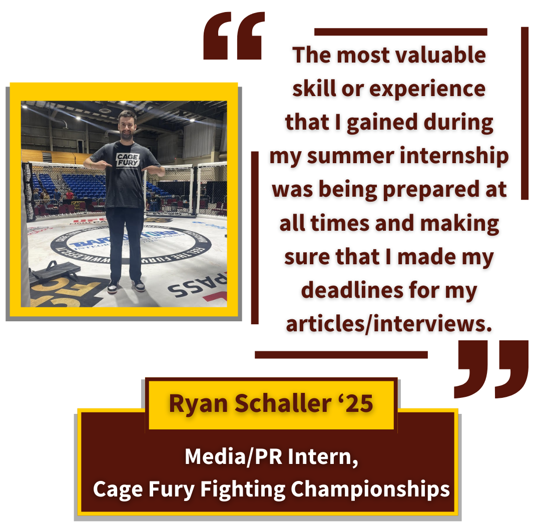 Ryan Schaller '25 - Media/PR Intern, Cage Fury Fighting Championships